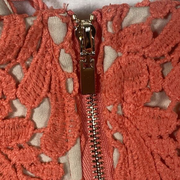 Willow Root Lace Crochet Tank Top Coral Orange Size M Adjustable Straps Back Zip - Picture 9 of 13